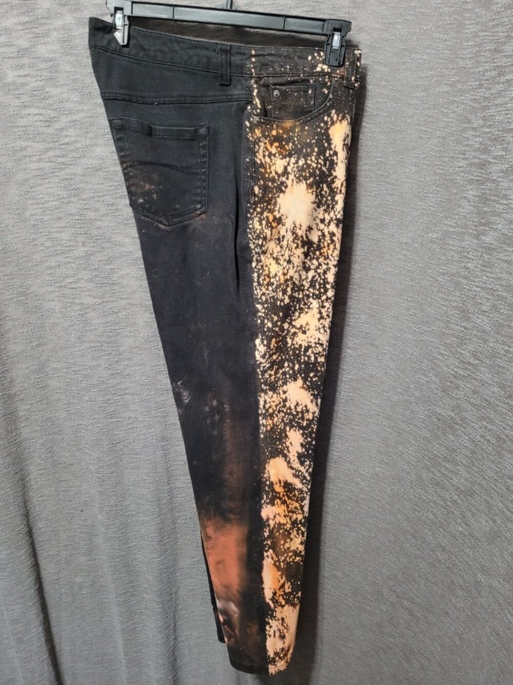 Vtg Y2K Croft&Barrow Womens Bleached Jeans 16 Stretch Straight Leg Black Orange - Picture 3 of 14